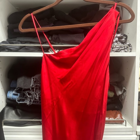Zara Red Satin Midi Dress - Picture 4 of 5